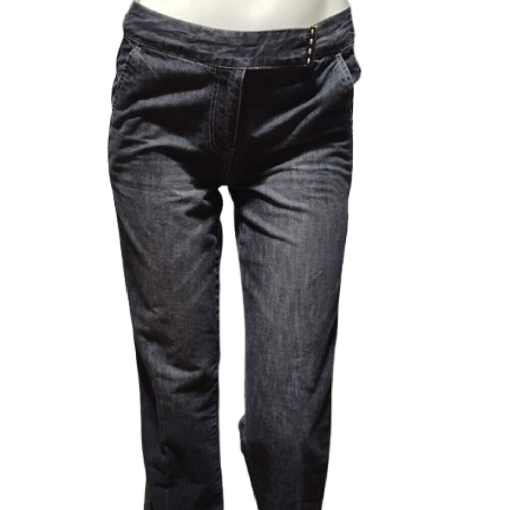 Peter Nygard Vintage Women's Jeans Size 4 Sewn Stripes on Each Side Latch Button